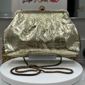 Vintage Robinson’s Metallic Gold Snakeskin Evening Bag - Serpentine Chain VGVC